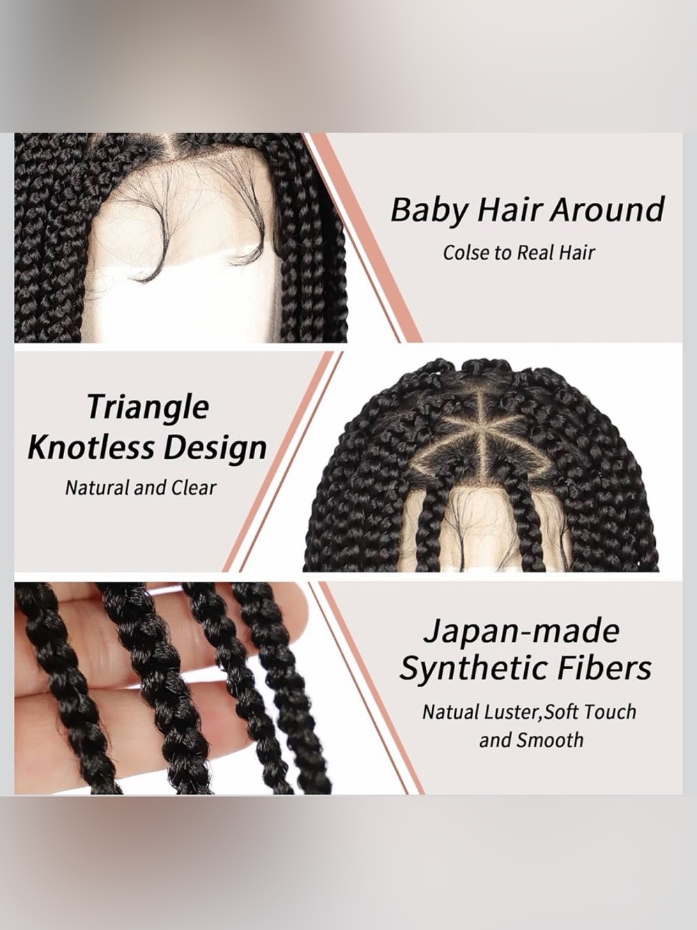 Lexqui 36" 13x8 HD Lace Front Braided Wigs for Women Knotless Braided Wigs - Picture 5 of 5